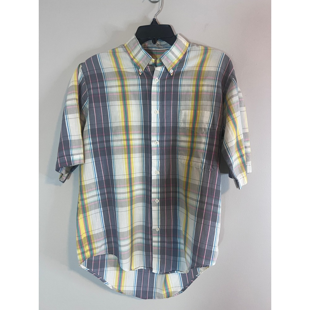 Vintage Levis Colorgraphs Mens Plaid Short Sleeve Button Down Shirt Medium Multi
